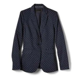 Banana Republic one button blazer navy blue with white poka dots size 14 tall